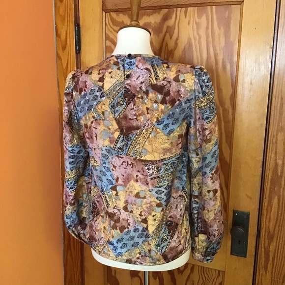 SOLD Vintage dressy patchwork print pretty blouse - Picture 6 of 8